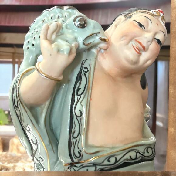 Vintage Laughing Buddha Playful Dragon Figurine Mediation Collectible Rare - Picture 2 of 16